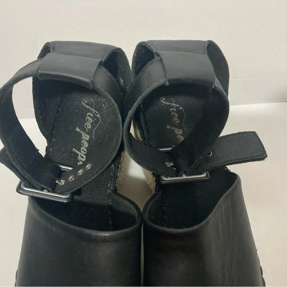 Free People Coastal platform wedge espadrilles sandals EURO 37 US 6.5 black